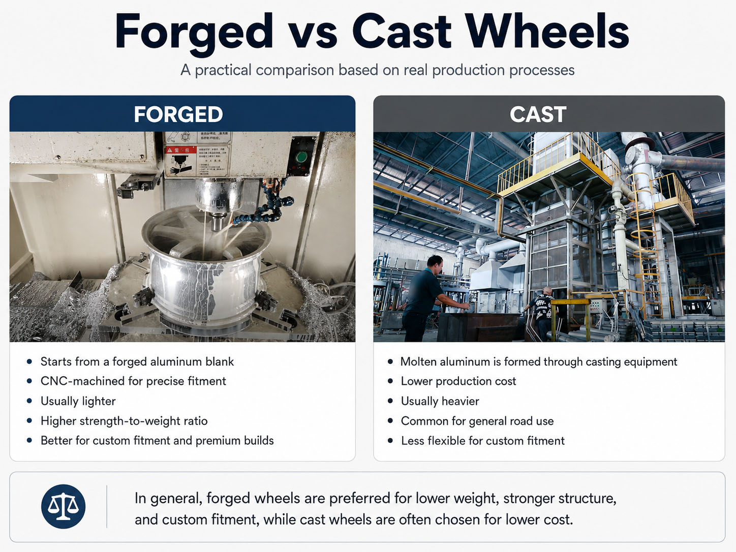 Cast vs forged wheels manufacturing comparison
